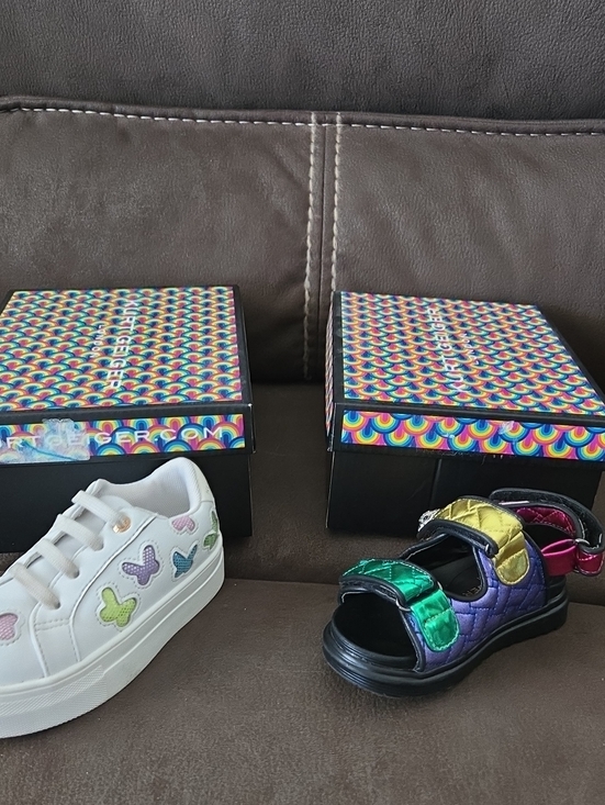 Kurt Geiger Other - Kids White Butterfly Embroidered Sneaker & Multicolor Metallic Sandal Duo
